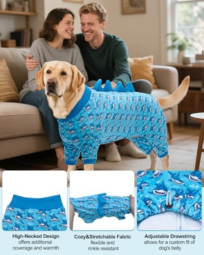 CuteBone Shark Costume Dog Pajamas, Stretchy Spandex Crystal Velvet Sleepwear Coat for Small Dogs, Soft & Warm Pet Outfit Clothes for Cold Weather, Cozy Pullover Design COSP07-3XL - Image 3
