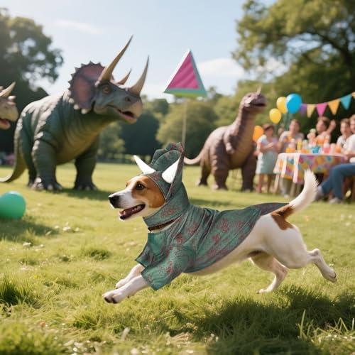 Huhumy Triceratops Dog Costume Halloween Dino Dog Costume Cosplay, Medium - Image 5