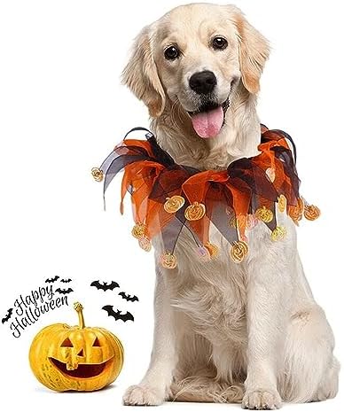 Elegant little tail 1PCS Dog Halloween Costume - Dog Cat Pumpkin Tutu Collars with Halloween Pumpkin Patterns Pet Tutu Collar Suit Halloween Costume for Cats Small Medium Dogs - Image 2