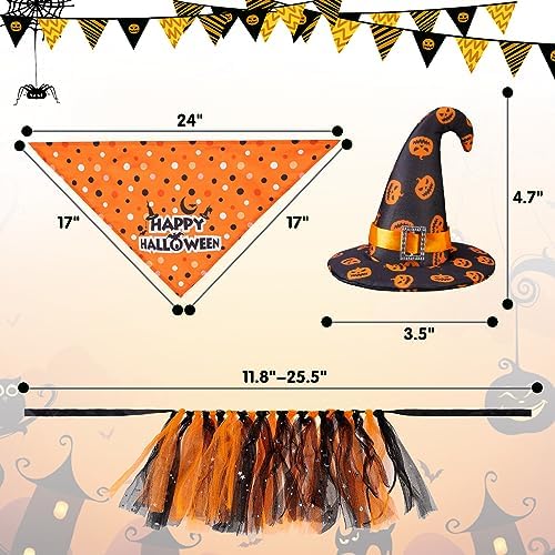 SCENEREAL Small Dog Halloween Costumes, Bandana Hat Dress Set, 3pcs Puppy Party Supplies, Soft Triangle Scarf, Cute Tutu Skirt Outfit for Girl Boy Pet - Image 2