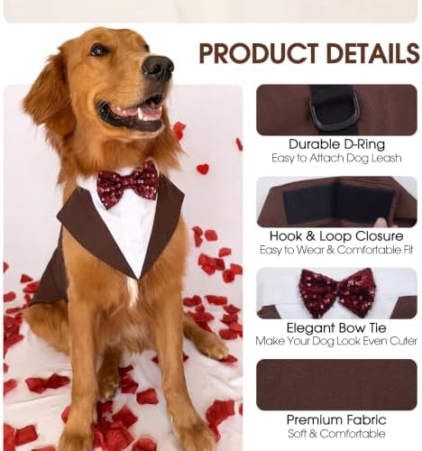 Kuoser Dog Tuxedo, Dog Suit and Bandana Set, Dogs Costume with D-Ring - Image 3