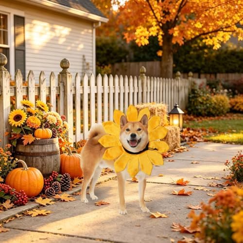 Dog Halloween Costumes, Sunflower Dog Costume Adjustable Sunflower Collar for Small Medium Large X-Large Dogs Pets (Medium) - Image 5