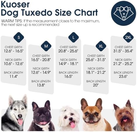 Kuoser Dog Tuxedo, Dog Suit and Bandana Set, Dogs Costume with D-Ring - Image 5