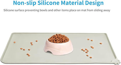 AUDWUD Silicone Waterproof Pet Feeding Mats,Anti Slip Bowl Pad, Dog Mat for Food and Water
