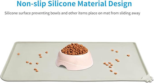 AUDWUD Silicone Waterproof Pet Feeding Mats,Anti Slip Bowl Pad, Dog Mat for Food and Water