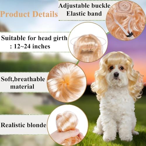 Dog Wig Costume with Adjustable Elastic Band for Small, Medium, Large Pets - Image 2