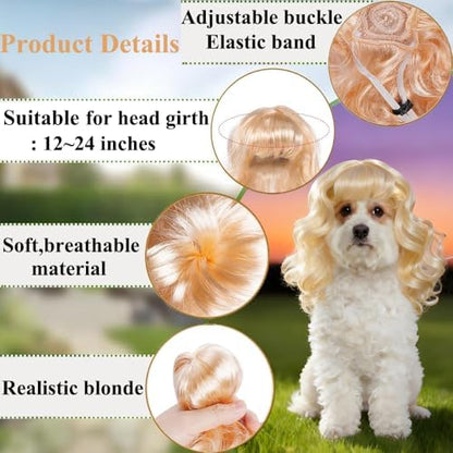 Dog Wig Costume with Adjustable Elastic Band for Small, Medium, Large Pets - Image 2