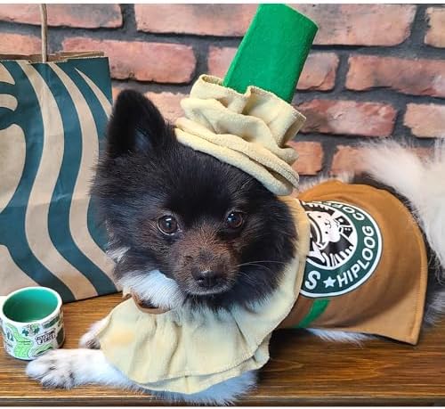 Latte Dog Costumes - Coffee Shop Dog Cosplay Halloween Costumes, Puppy Christmas Party Attire for Medium Small Dogs Cats Pet Outfit Apparel Birthday Party Photo Props Dress up Accessorie - Image 3