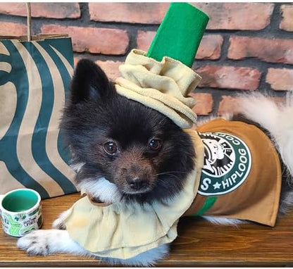 Dog Halloween Costumes Latte Coffee for Small Medium Dogs Cats, Puppy Dog Costume Pet Clothes Outfit for Christmas Party Special Events Photo Props Dress up Accessories Parade Halloween Decorations - Image 3