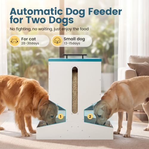 Automatic Dog Feeder for 2 Dogs 40L Anti-Clogging Prevent Fighting