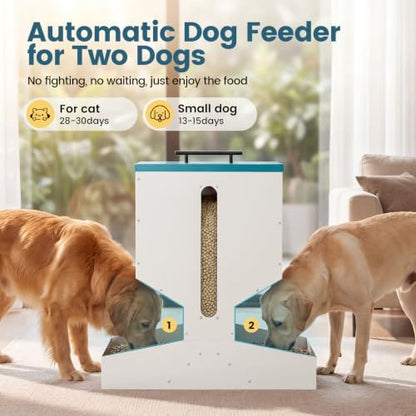 Automatic Dog Feeder for 2 Dogs 40L Anti-Clogging Prevent Fighting