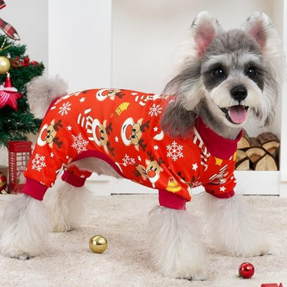 XPUDAC 4 Pack Christmas Dog Pajamas Comfy Dog Clothes for Small Medium Dogs Girl Boy Holiday Pet Outfit Puppy Onesie Cat Pjs Jammies, S - Image 2