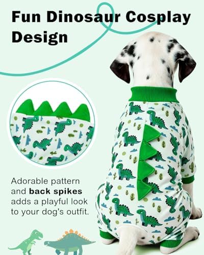 CuteBone Dinosaur Costume Dog Pajamas, Stretchy Spandex Crystal Velvet Sleepwear Coat for Small Dogs, Soft & Warm Pet Outfit Clothes for Cold Weather, Cozy Pullover Design COSP16S - Image 2