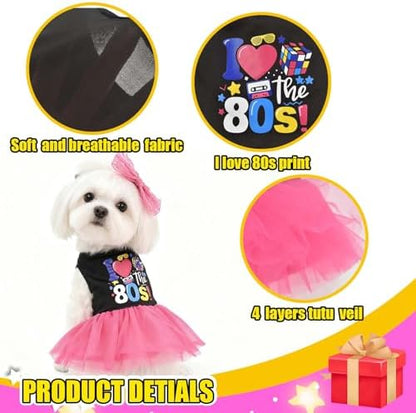 3 Pack Halloween Dog I Love 80s Dress Pet Disco Costume Outfit,XXL - Image 3