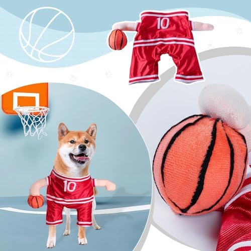 DELIFUR Dog Basketball Player Costume - Pet Halloween Costume Adjustable Funny Dress Up Sports Outfit Cosplay Clothes for Small Medium Dog (Red Basketball, Medium) - Image 4