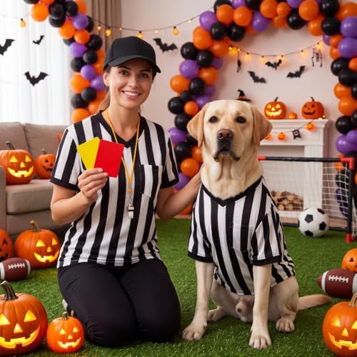 Halloween Large Dog Referee Costume Set with Shirt Cap Whistle Cards, XL - Image 4