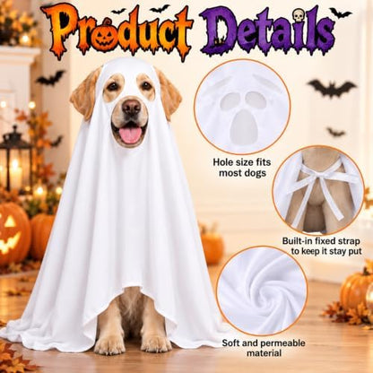 Halloween Ghost Dog Costume Glow Eyes Breathable Outfit for Large Dogs - Image 4