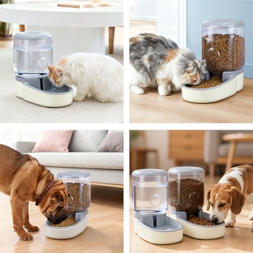 2 Pack Automatic Cat Feeder and Water Dispenser Pet Dog Gravity Feed Bowl
