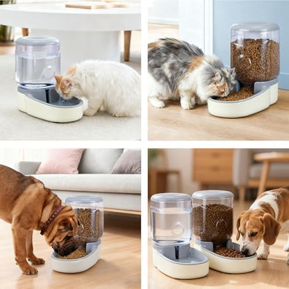 2 Pack Automatic Cat Feeder and Water Dispenser Pet Dog Gravity Feed Bowl