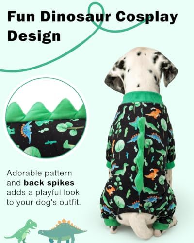 CuteBone Dinosaur Costume Dog Pajamas, Stretchy Spandex Crystal Velvet Sleepwear Coat for Small Dogs, Soft & Warm Pet Outfit Clothes for Cold Weather, Cozy Pullover Design COSP22L - Image 2