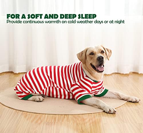 Dog Christmas Pajamas Extra Large,Red and White Striped Pjs for Boy Girl Dogs,Thermal Warm Cotton Christmas Holiday Jumpsuit for Big Dog,3XL - Image 4
