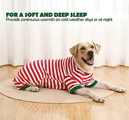 Dog Christmas Pajamas Extra Large,Red and White Striped Pjs for Boy Girl Dogs,Thermal Warm Cotton Christmas Holiday Jumpsuit for Big Dog,3XL - Image 4