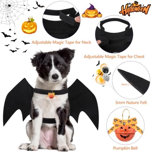 Dog Bat Costume Dog Halloween Costume Dogs Bat Wings with Pumpkin Bell - Image 2