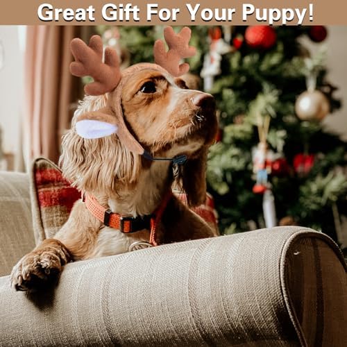 Beviliu Dog Reindeer Antlers Headband, Dog Christmas Antlers Costume - Image 4