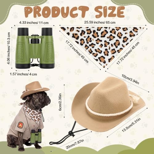 4 Pcs Halloween Dogs Safari Explorer Costume Set Outfit for Pet Cats, M - Image 2