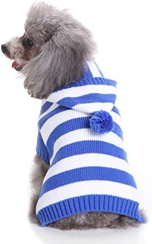 S-Lifeeling Red and White Striped Dog Sweater Holiday Halloween Christmas Pet Clothes Soft Comfortable Dog Clothes by S-Lifeeling