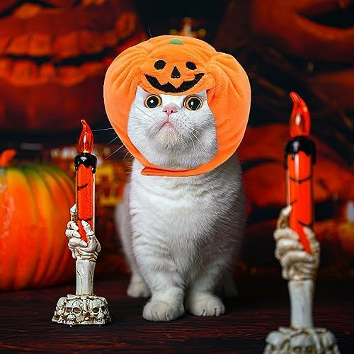 ALIBBON Cat & Dog Halloween Costume - Pumpkin Headdress & Cap for Puppy & Kitty Cosplay - Image 4