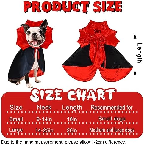 GOYOSWA Dog Halloween Costumes, Dog Vampire Cloak Costume Devil Vampire Cloak Cape Halloween Costumes for Small Medium Large Dogs Pets (Small) - Image 3