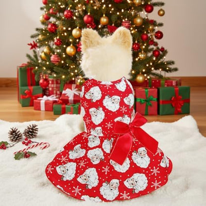 Christmas Santa Claus Dog Dress, Festive Holiday Pet Skirt Outfit with Snowflake Design for Small and Medium Dogs - Image 6