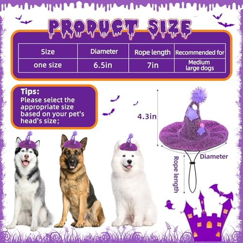 Witch Dog Halloween Costumes Devil Vampire Dog Costumes Cape Hat for Medium Dogs Halloween Party Cosplay Costumes for Large Medium Dogs Pets Cats - Image 3