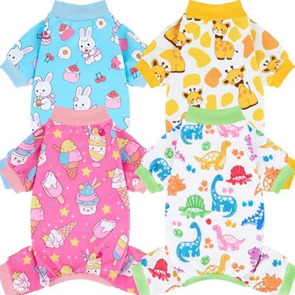 XPUDAC 4 Pack Dog Pajamas for Small Dogs Soft Pjs Onesies Clothes, M by XPUDAC