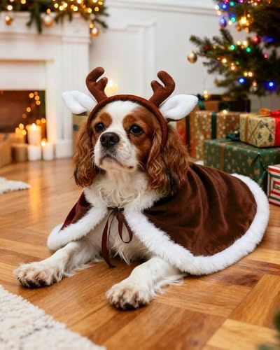 CuteBone Christmas Dog Costumes for Small, Medium, Large Dogs – Reindeer Pet Cosplay Outfits | Cute Puppy Costume for Holiday Party, Dress-Up, Photo Shoots GBZ06S - Image 4