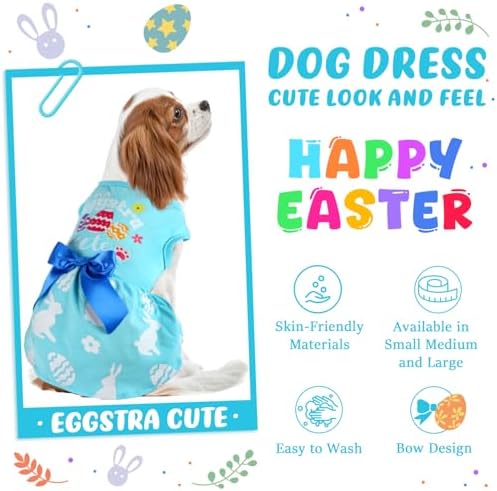 Dog Easter Outfit Cute Happy Easter Day Dog Dress Bunny Eggs Easter Dog Cat Clothes Pink Tulle Pet Doggie Apparel Outfit with Bowknot for Small Dogs Puppy Cat Girl Costume - Image 5