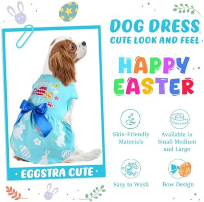Dog Easter Outfit Cute Happy Easter Day Dog Dress Bunny Eggs Easter Dog Cat Clothes Pink Tulle Pet Doggie Apparel Outfit with Bowknot for Small Dogs Puppy Cat Girl Costume - Image 5
