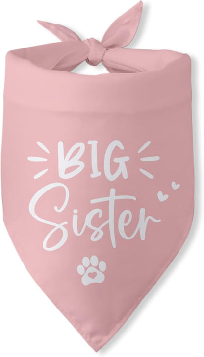 Big Sister Dog Bandana Pregnancy Announcement Gender Reveal Baby Announcement Photo Props Dog Scarf Accessories Girl Pink Pet Bandanas for Large Medium Small Dogs