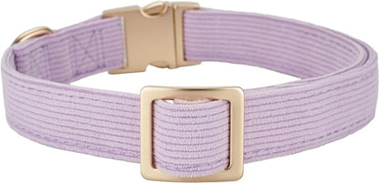 Soft Cotton Dog Collar with Metal Buckle Adjustable Heavy Duty Comfy Corduroy Collars for Small Medium Large Dogs,Lilac,Medium