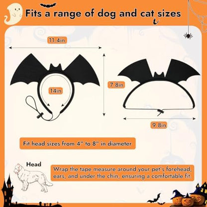 Vivifying Halloween Dog Bat Wing Headband 1 Pack, Adjustable, Black - Image 3