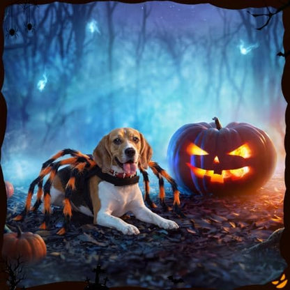 3 Pcs Halloween Costume for Dog Cat, Spider Bat Wings Cape, Orange, S - Image 7