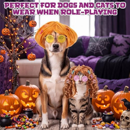 6 Pcs Funny Cat and Dog Wigs with Hairpin Glasses, Stylish - Image 3