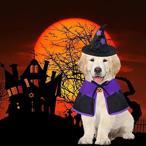 GOYOSWA Dog Halloween Costumes Dog Witch Cloak Cape Wizard Hat Halloween Costumes for Dogs Small Medium Large Breed (Small) - Image 5