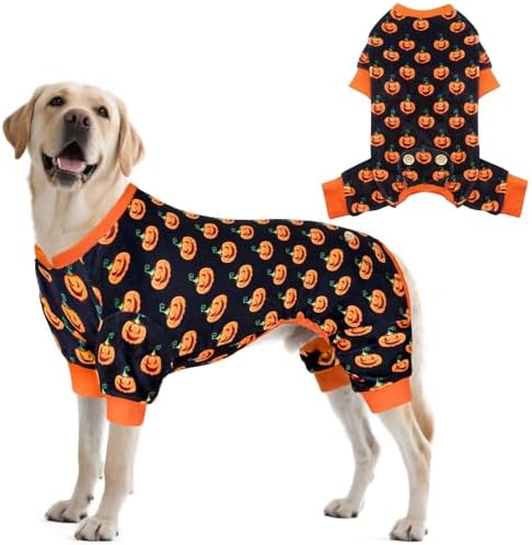 KYEESE Halloween Dog Pajamas for Medium Large Dog Onesie with Pumpkin Print by KYEESE
