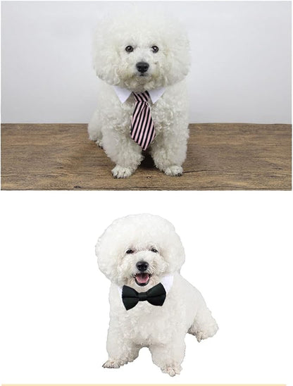 4 Pieces Pets Dog Cat Bowtie Pet Costume Adjustable Formal Necktie Collar for Cats Small Dogs Puppy Grooming Accessories Pink/Black