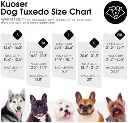 Kuoser Dog Tuxedo, Dog Suit and Bandana Set, Dogs Costume with D-Ring - Image 5