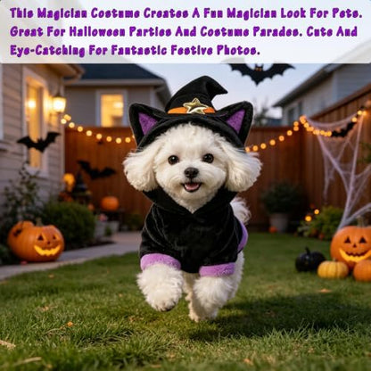 Halloween Dog Magician Costume, Warm Cat Wizard Outfit with Hood，X-Large - Image 4