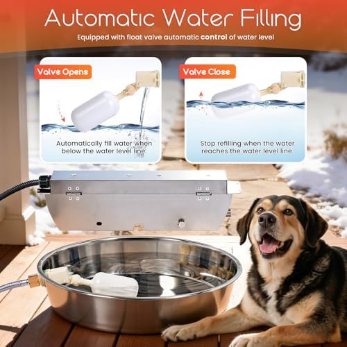 Heated Automatic Dog Water Bowl Dispenser Outdoor for Large Dogs