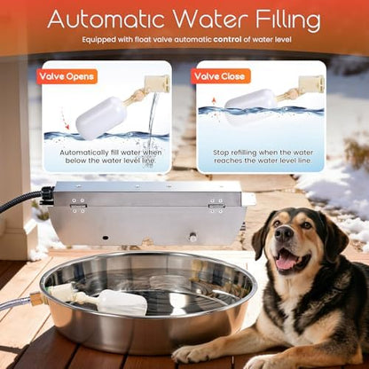 Heated Automatic Dog Water Bowl Dispenser Outdoor for Large Dogs